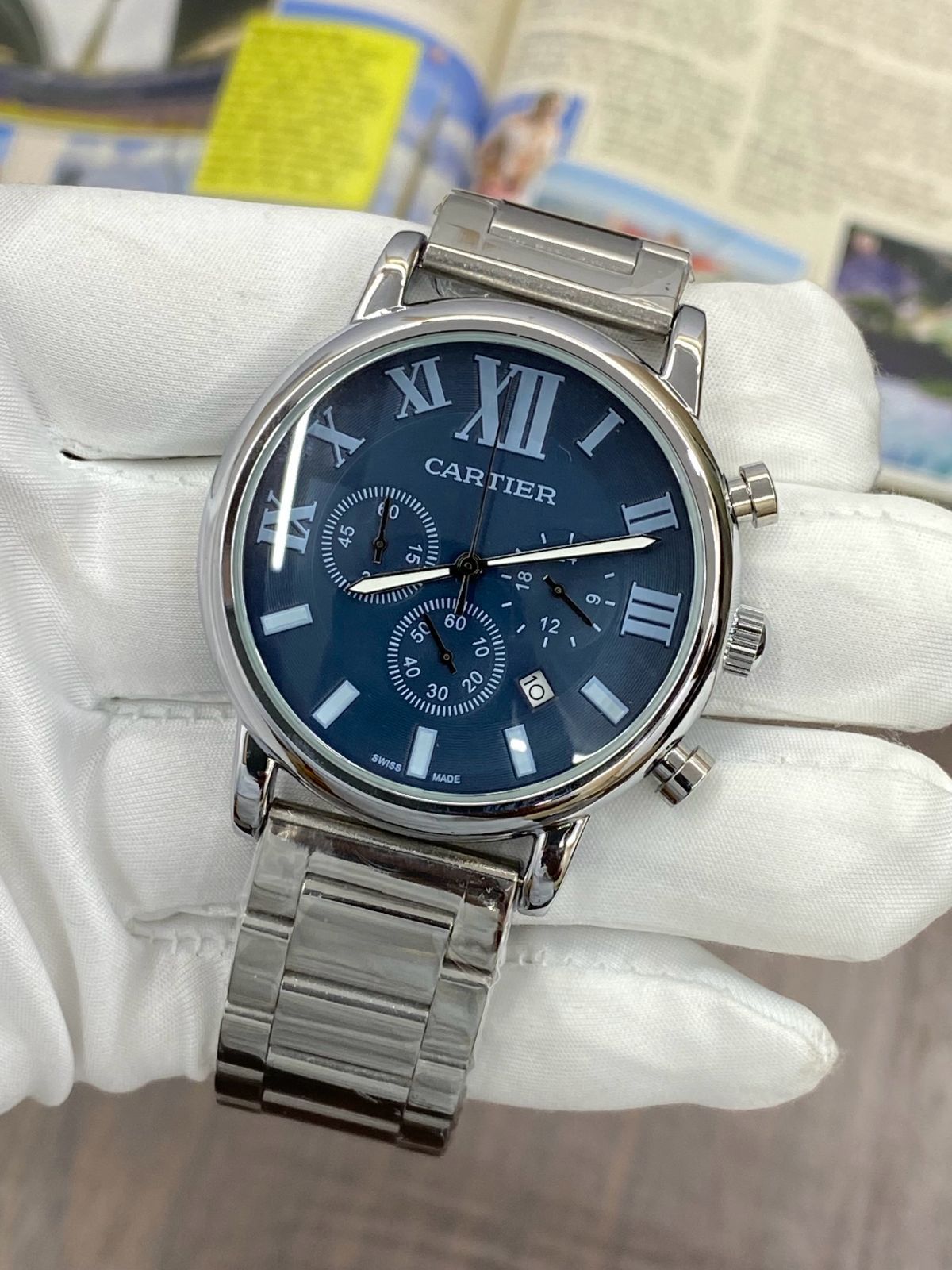 Rac Silver Chain Blue Dial Men Watch 901814