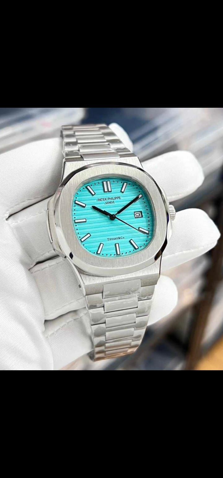 Pp Silver Chain Sky Blue Dial Premium quality Men Watch 901732