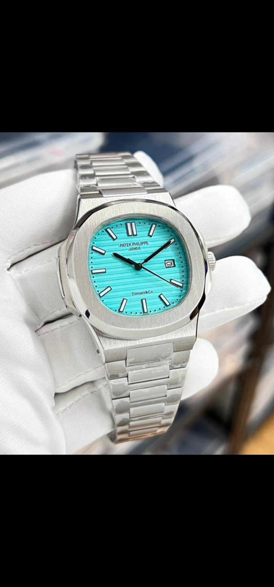 Pp Silver Chain Sky Blue Dial Premium quality Men Watch 901732