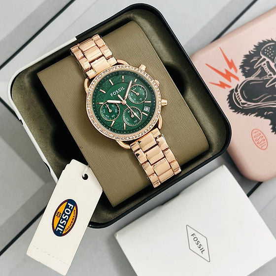 Sof Silver Copper Chain Gree Dial Ladies Watch 901715