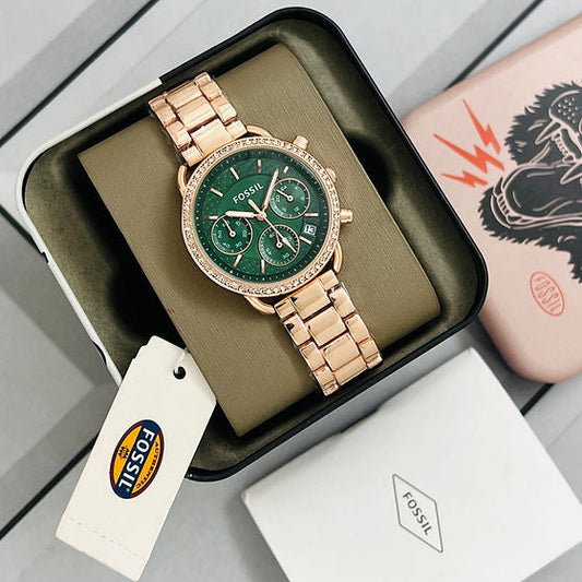 Sof Silver Copper Chain Gree Dial Ladies Watch 901715