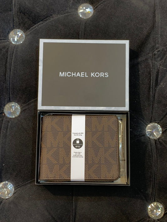CIM KM Brown Colour With KM Print Genuine Leather Men’s Zipper Wallet  064802
