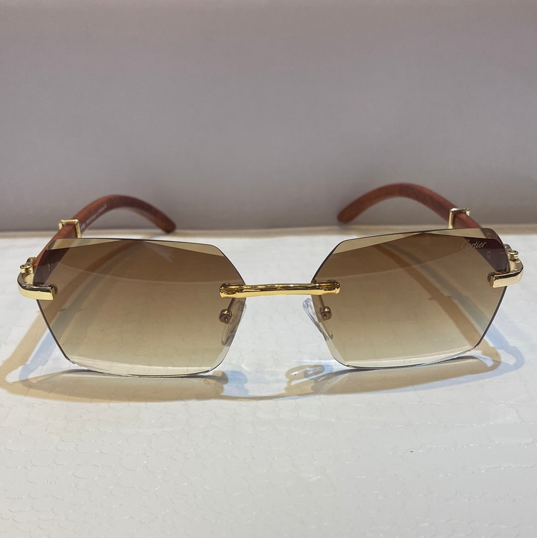 Rac Frameless Light Brown Shade Unisex Sunglasses