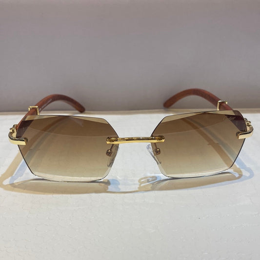 Rac Frameless Light Brown Shade Unisex Sunglasses