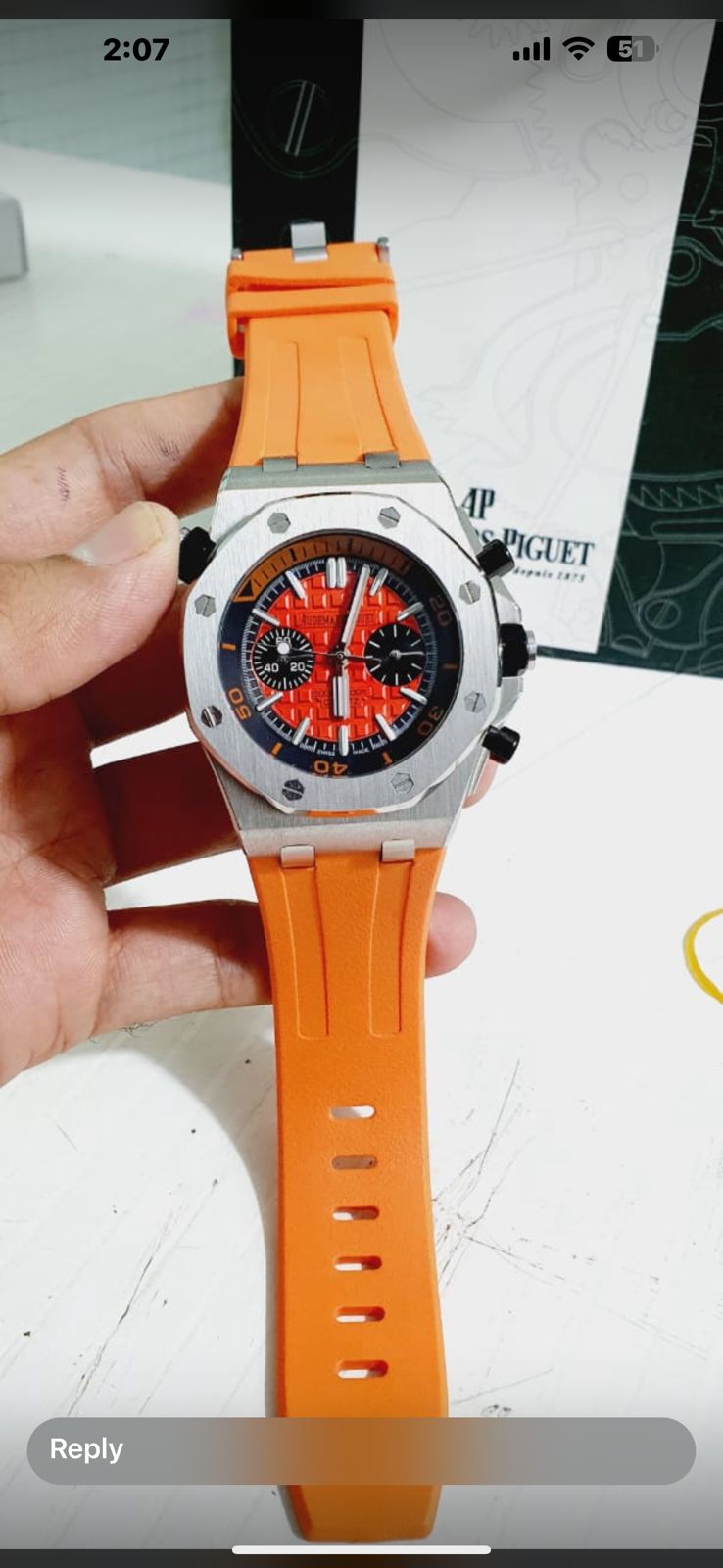 Dua Orange Silicone Strap Silver Ring Orange Dial Premium Quality Men Watch 901744