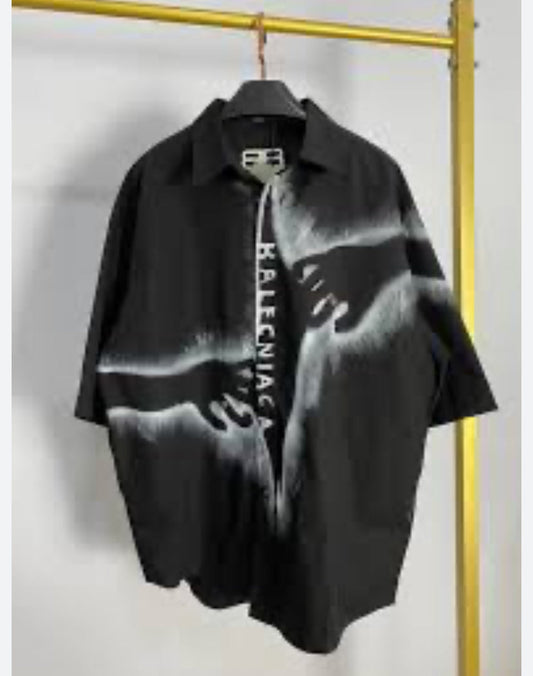 LAB Black Colour With Hand Print Premium Quality Oversize Shirt 63648