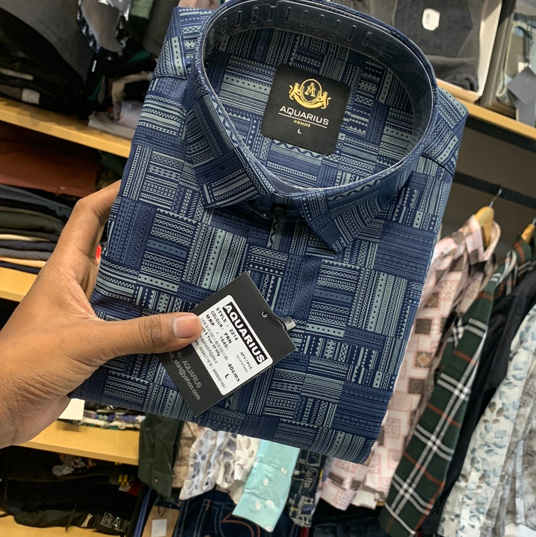 Aquarius Blue Grey  Color With Graphic Print Design Premium Quality Shirt 2214