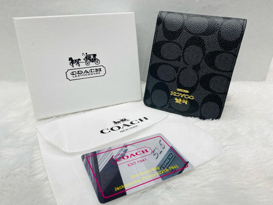 COA AOC Branded Luxury Italian Leather Black Brown Colour C Print Wallet 6089522