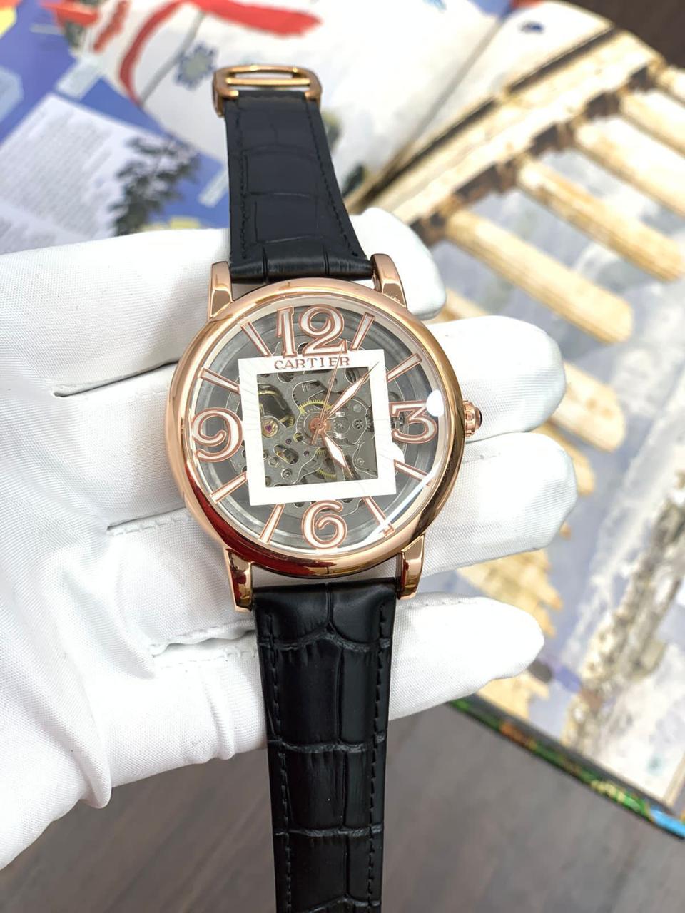 RAC Black Leather Strap Automatic Dial Copper Ring Men Watch 901691