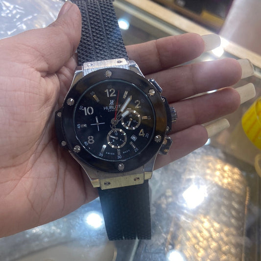 Buh Black Strap Black Dial Men Watch 901772