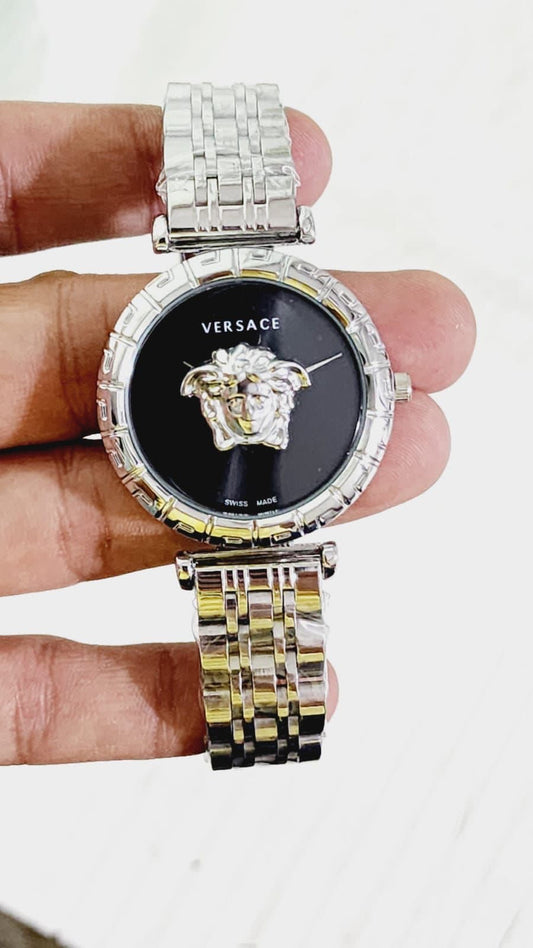 REV Sliver Chain Black Dail Ladies Watch 401817