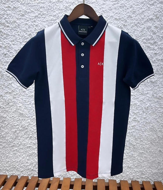 Mra Navy Blue White Red Colour Coller TShirt 110301