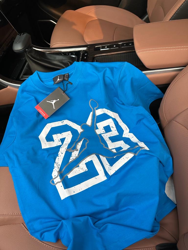 Jor Blue Colour With Front And Back Print Premium Quality Drop Shoulder Tshirt 65639