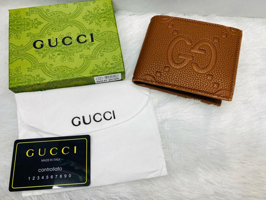 GUC CUG Branded Luxury Italian Leather Brown Colour GG Print Wallet 86414