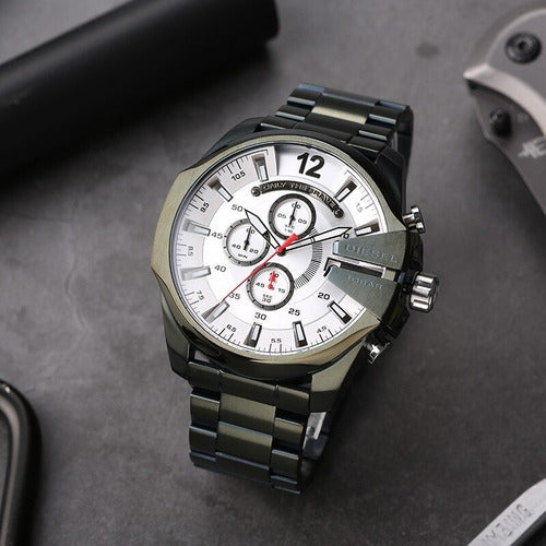 EID Black Chain White Dial Jap Machinery Heavy Men's Watch 987909