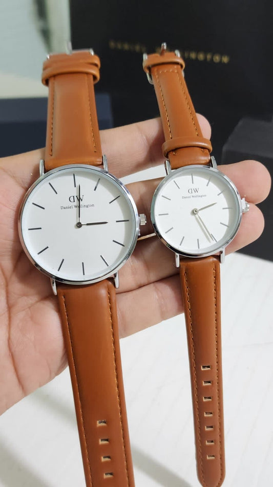 Tan Slim Strap White Dial Silver Ring Men Watch WD Watch 901408