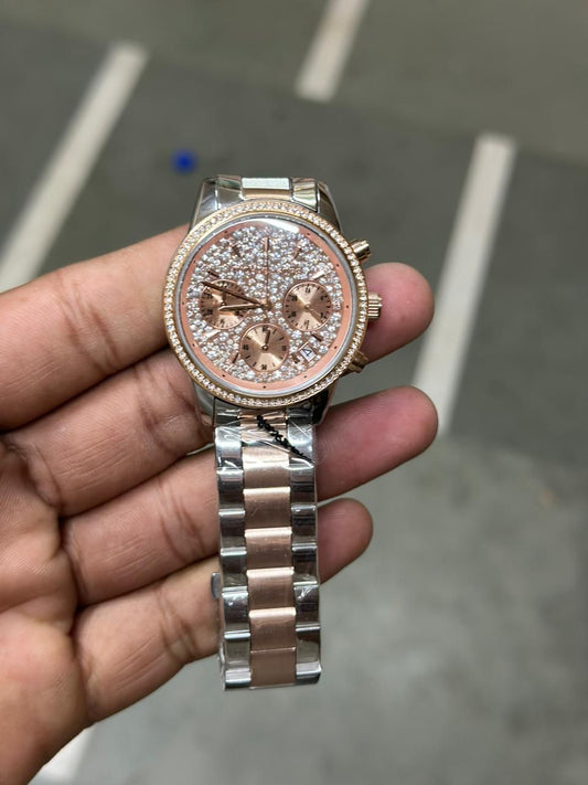 Cim Silver Copper Chain Diamond Dial Ladies Watch 901777