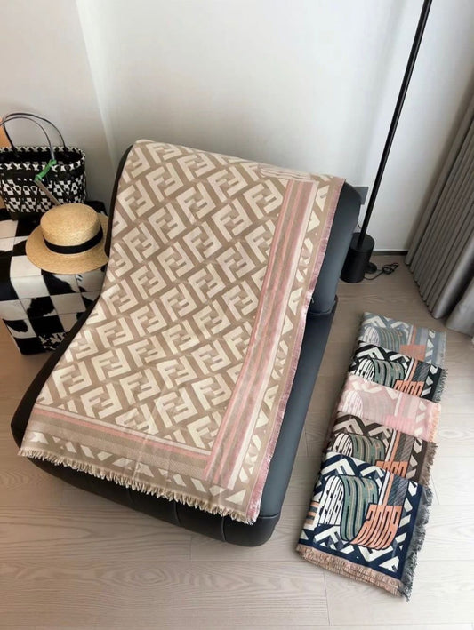 Nef Stole Scarf Brown White Pink Colour Ff Print 981023
