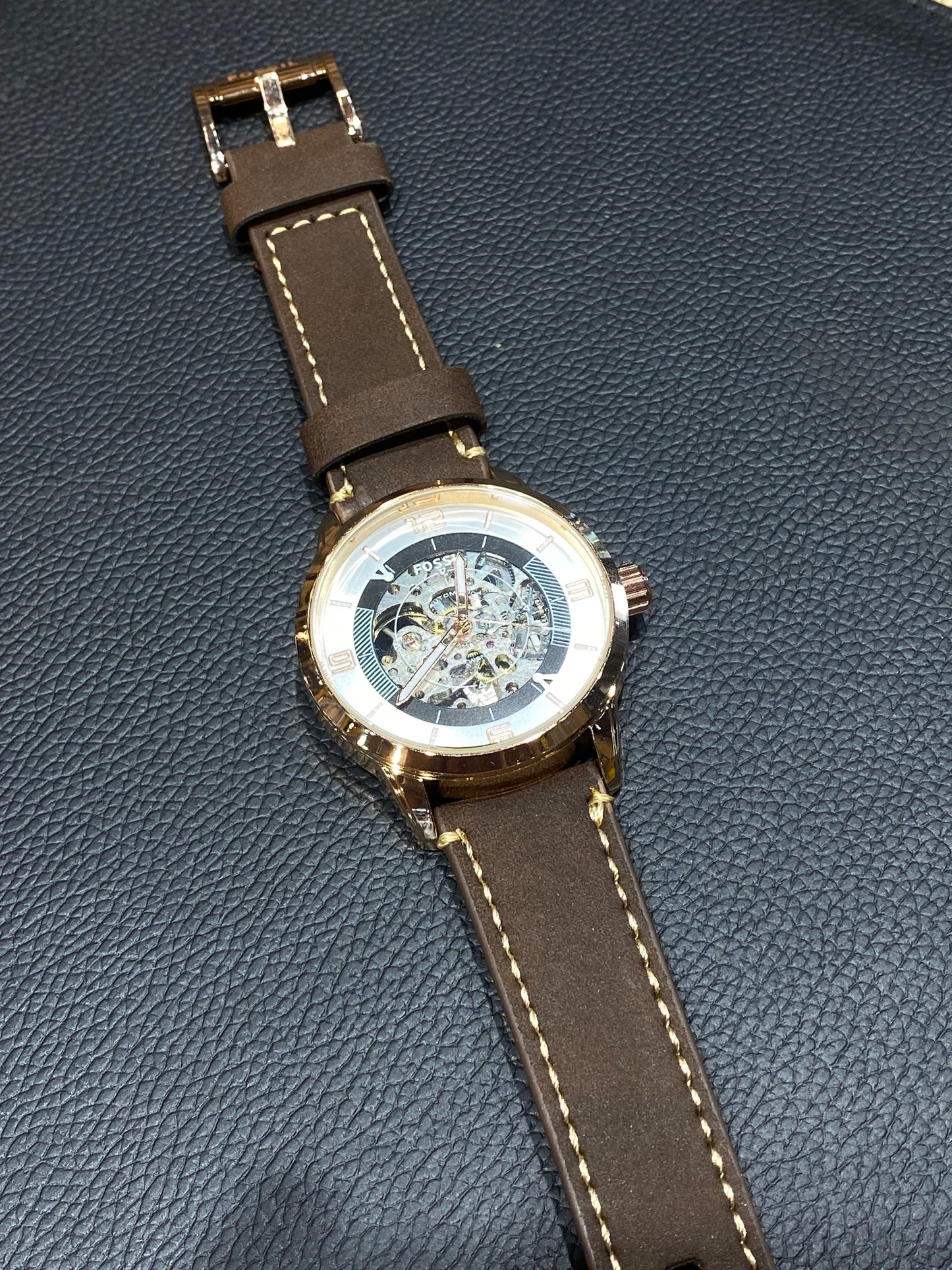 SOF Brown Strap Copper Ring White Dial  Automatic Men's Watch 987936