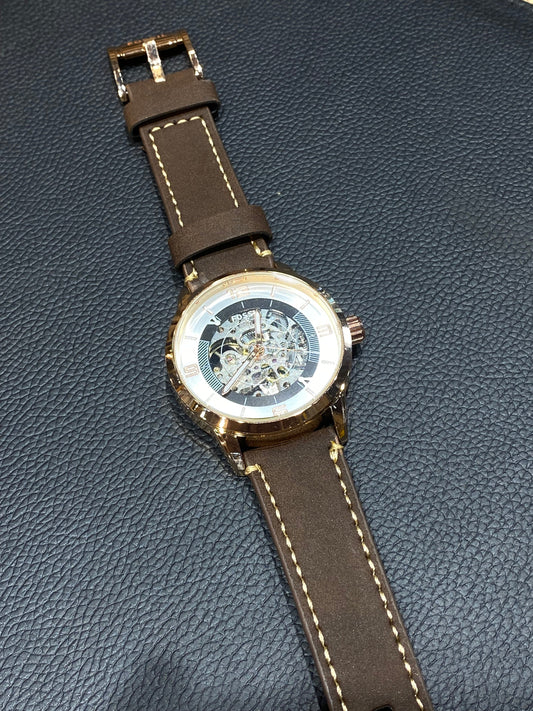 SOF Brown Strap Copper Ring White Dial  Automatic Men's Watch 987936