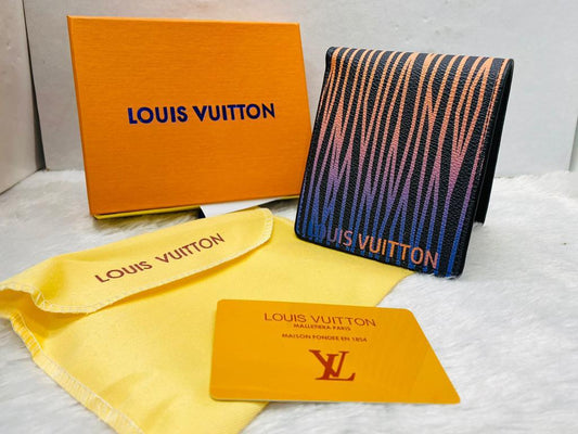 Branded Luxury Italian Leather Black  MultyColour Wallet 82013