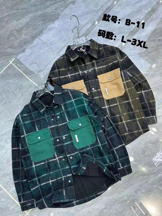 Black Green Colour With Double Pocket Denim Full Sleeve Jacket B11