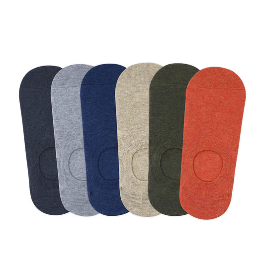 BALENZIA MEN'S COTTON SNEAKER SOCKS WITH ANTI-SLIP SILICON SYSTEM-(PACK OF 6 PAIRS/1U)(MULTICOLORED)