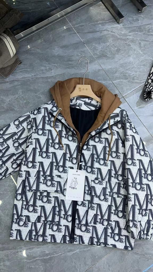 DESIGN HOMME White Colour With M Monogram Premium Quality Korean Style Jacket Hoodie 231161
