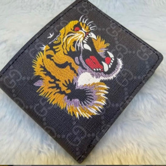 GUC CUG  Branded Luxury Italian Leather Black Colour Tiger Print Wallet 6089529