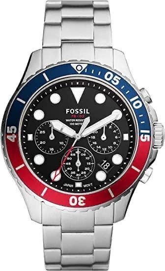 Sof Silver Chain Blue Red Ring Black Dial Chronograph Working Men Watch 901505