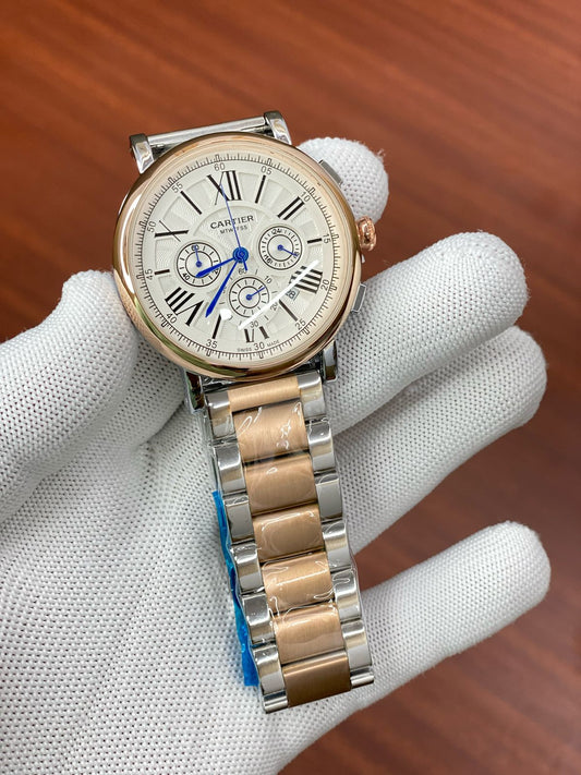 Rac Copper Silver Chain Copper Ring White Dial Men Watch 987781
