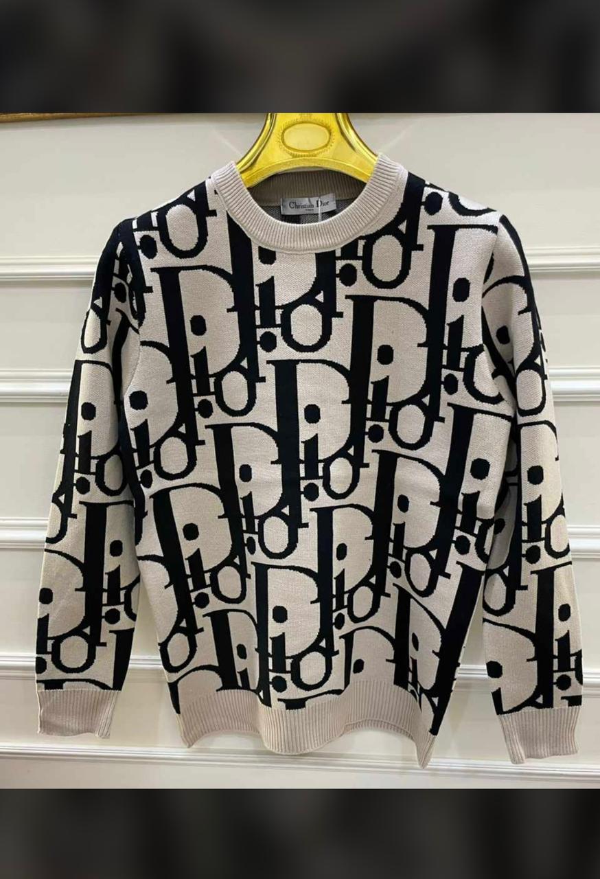 OID Cream Colour With Oid Monogram Print Premium Quality Sweater 9017