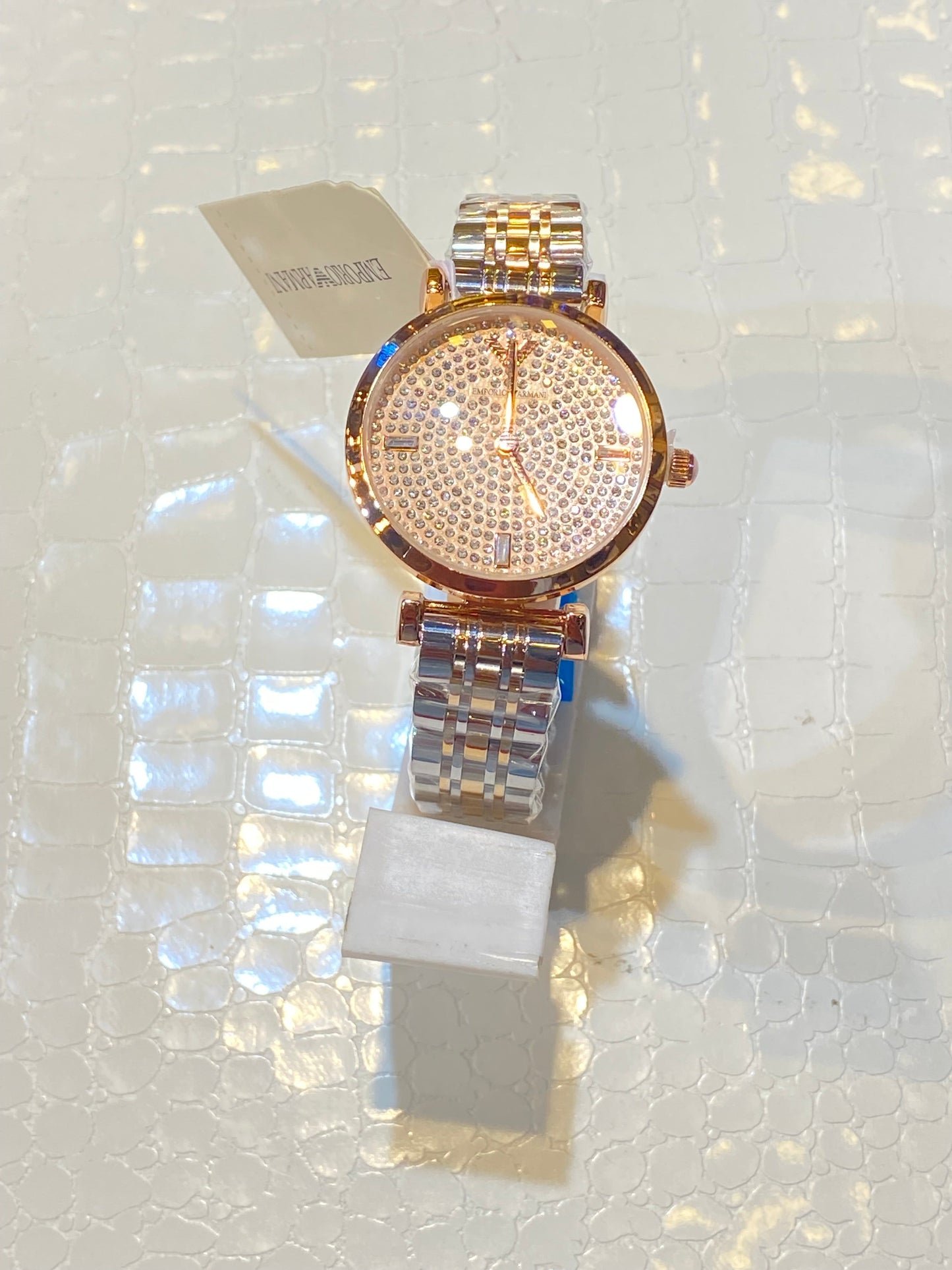 MRA Silver Copper Chain Rose Gold Dial Ladies Watch 987457