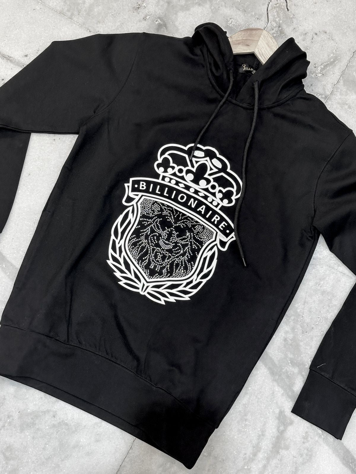 Billionaire LIB Black Colour With Diamond Studded Logo lion Premium Quality Partywear Hoddie 195602