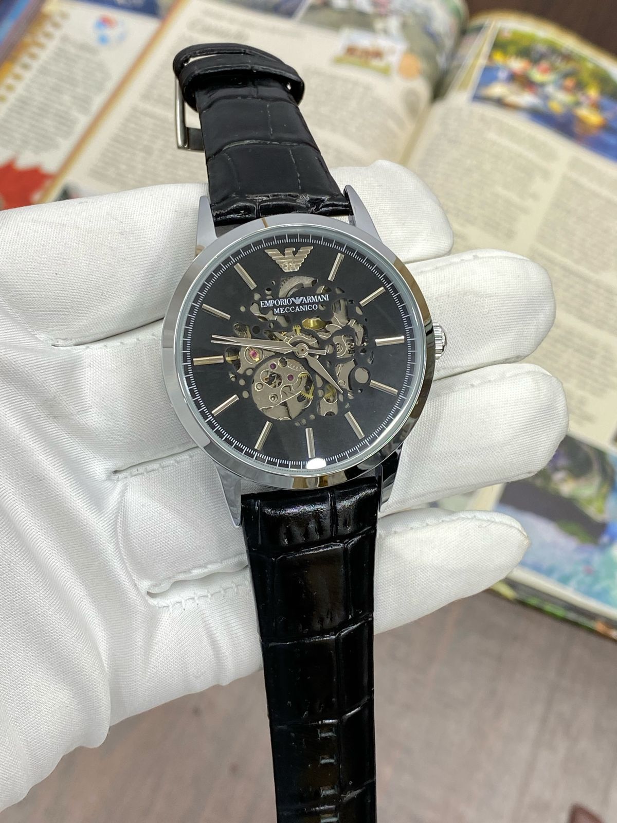 Mra Black Leather Strap Black Dial Automatic Men Watch 901834