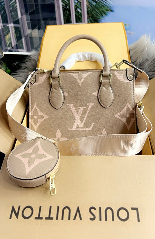 UOL LOU Beige Colour Ladies Mini Tote Bag With Side Sling With Box 1088