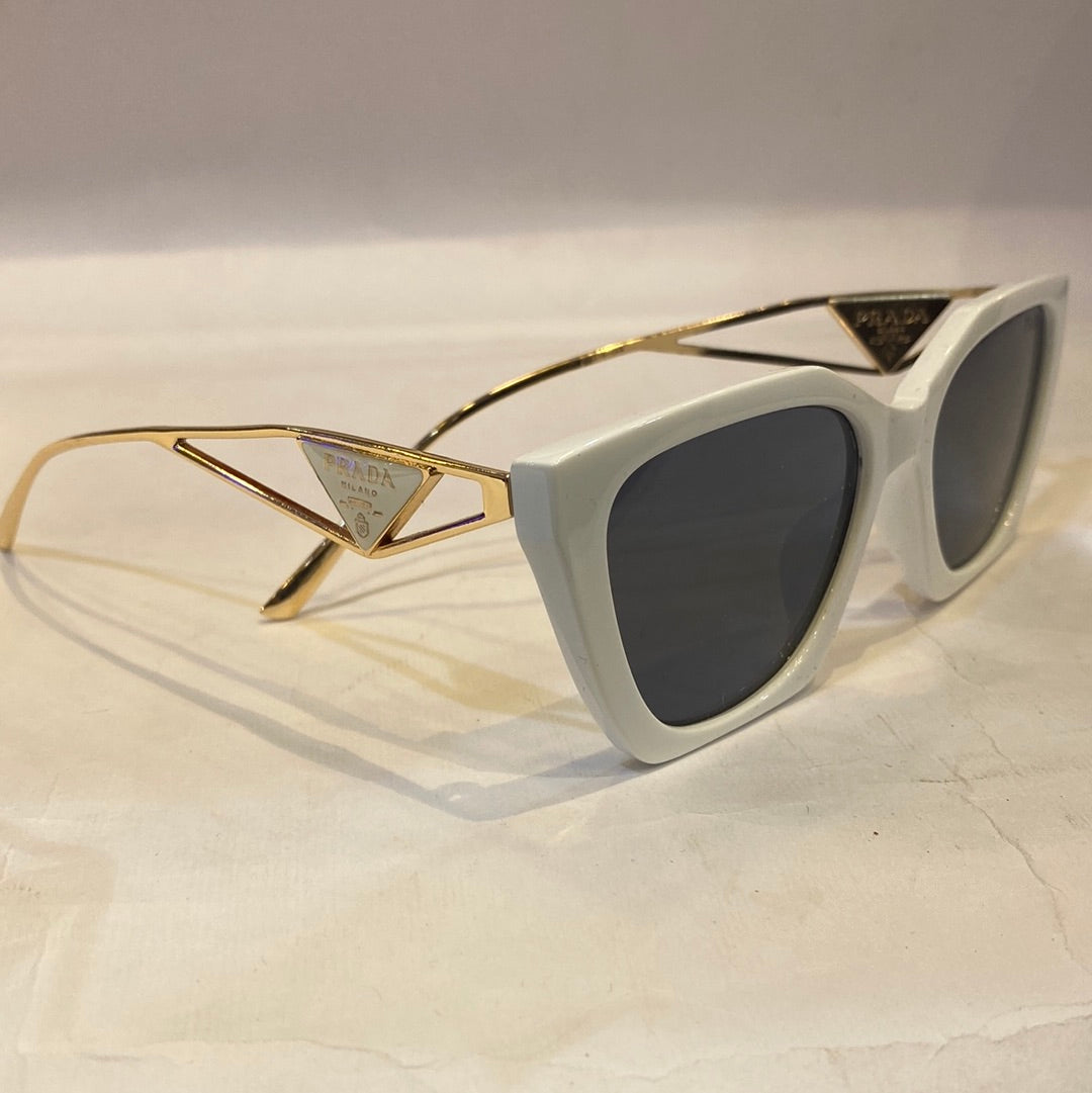 ARP White Frame Golden Stick Black Shade Sunglass 8286 53 15-149