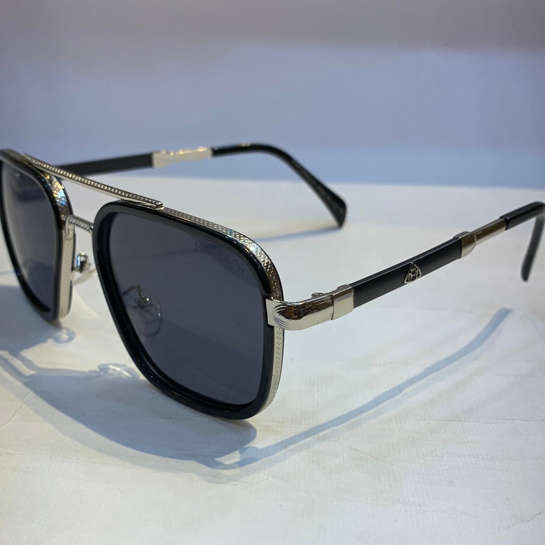 YAM Black Silver Frame Black Shade Sunglass M137 54 17-141