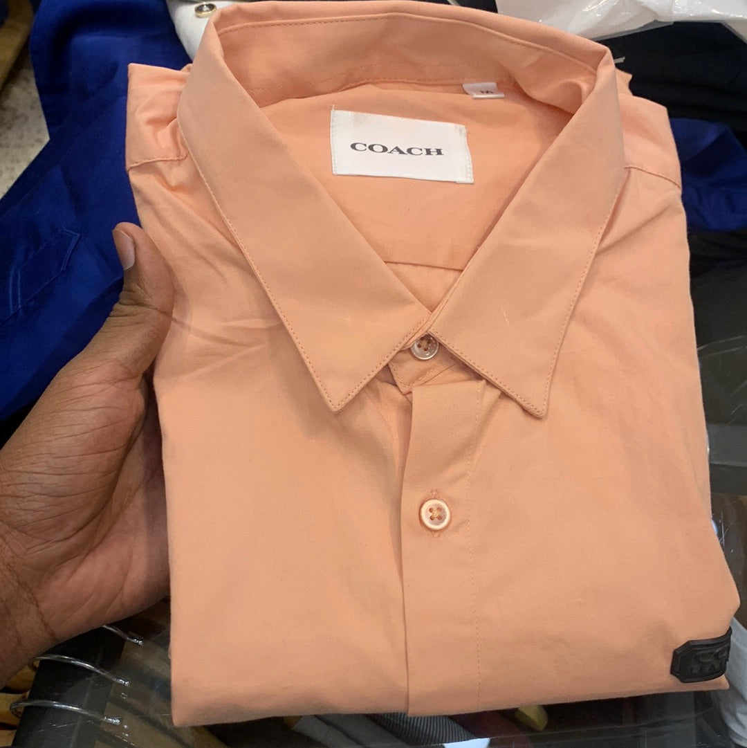 AOC Peach Colour With Logo Design Full Sleeve Shirt 78504