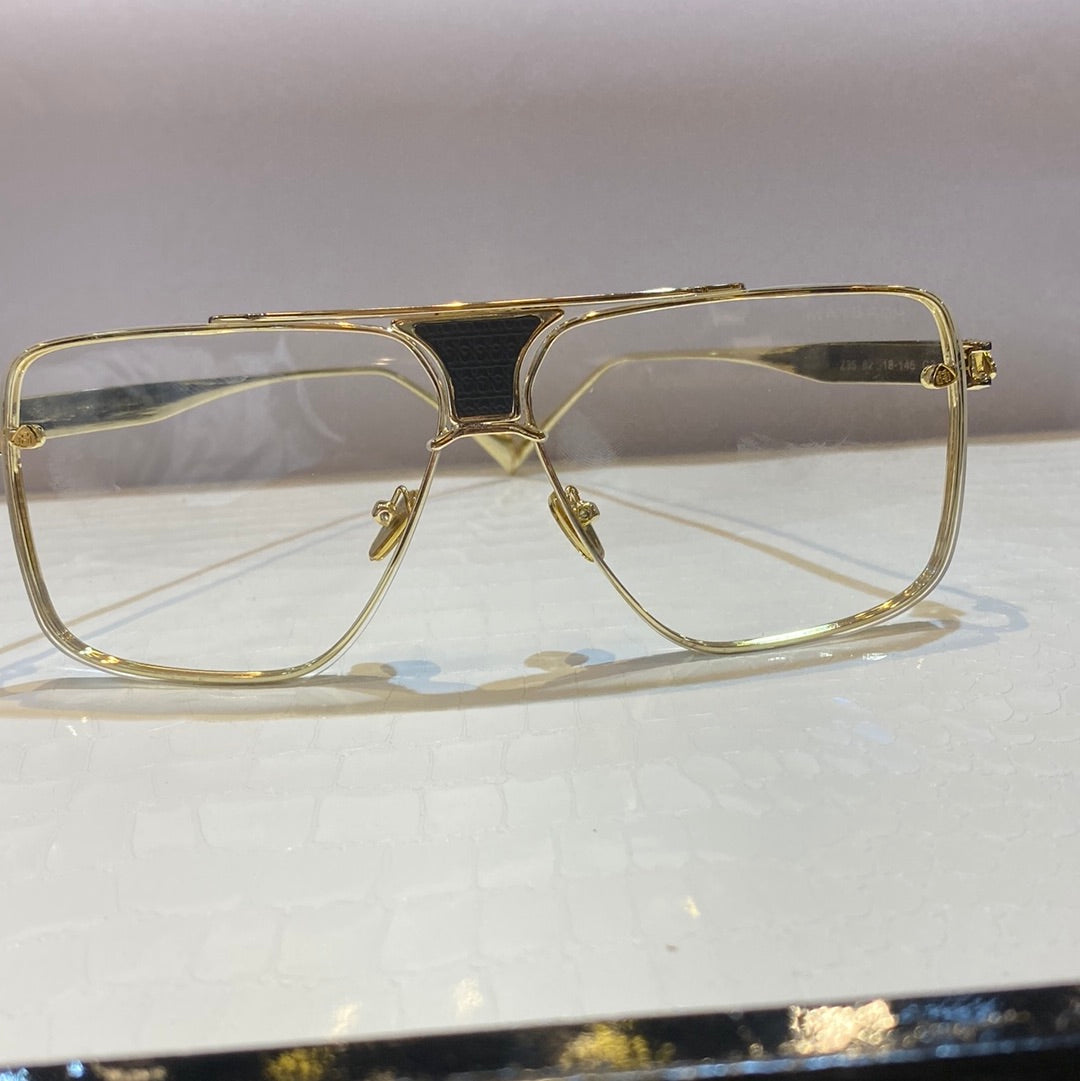 Yam Golden Frame Transparent Shade Unisex Sunglasses z35 62 18-145 C3