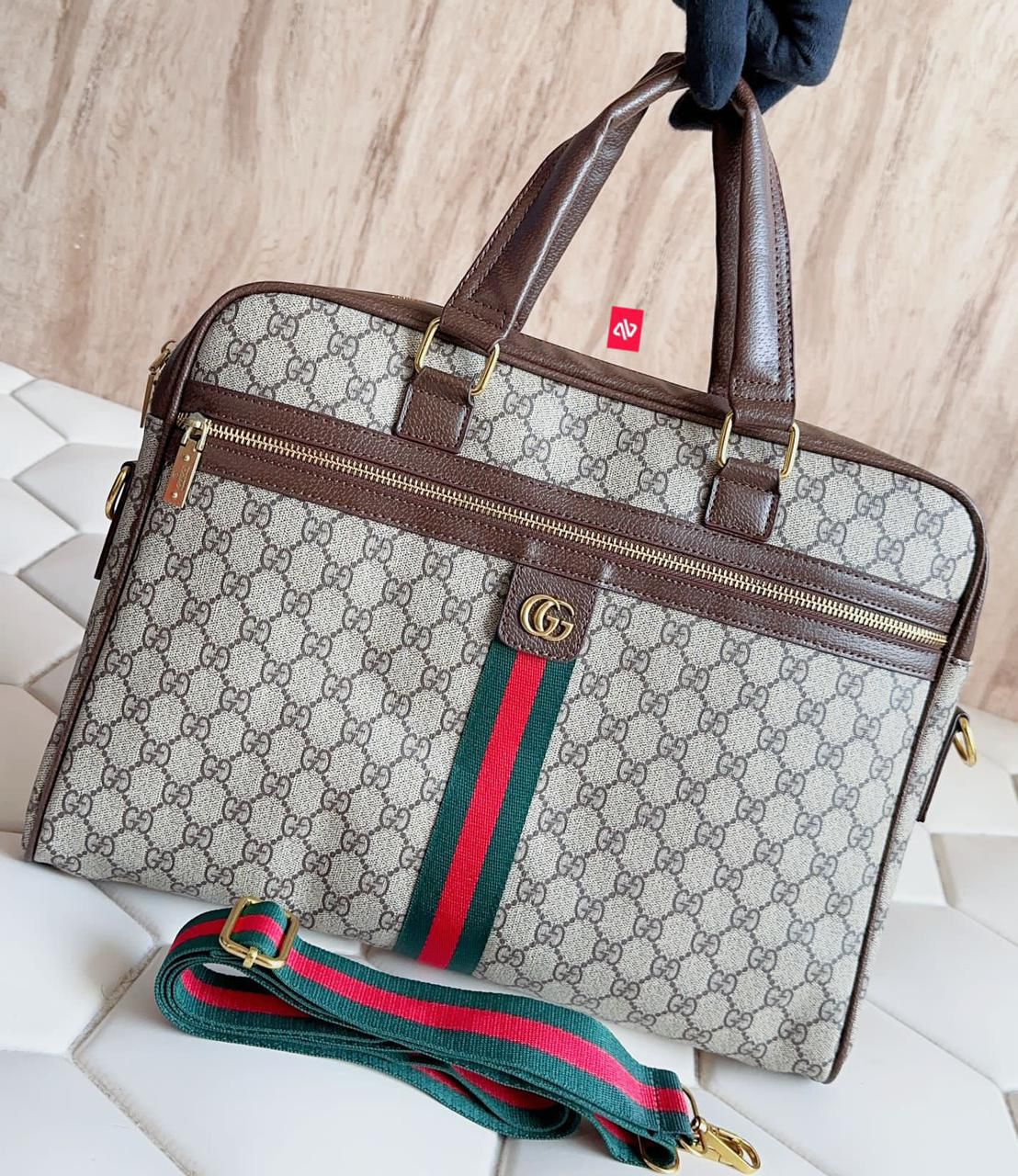 CUG Beige Colour With Leather Quality Laptop Bag 50553