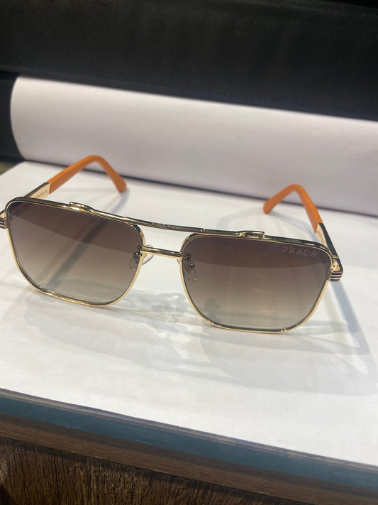 ARP PRA Gold Orange Frame Brown Shade Unisex Sunglass 23206 59 14 142