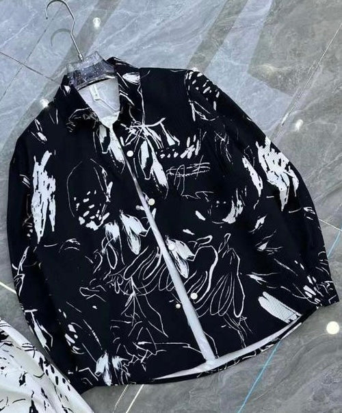 Unique Design Black Colour White Print Full Sleeve Shacket 683