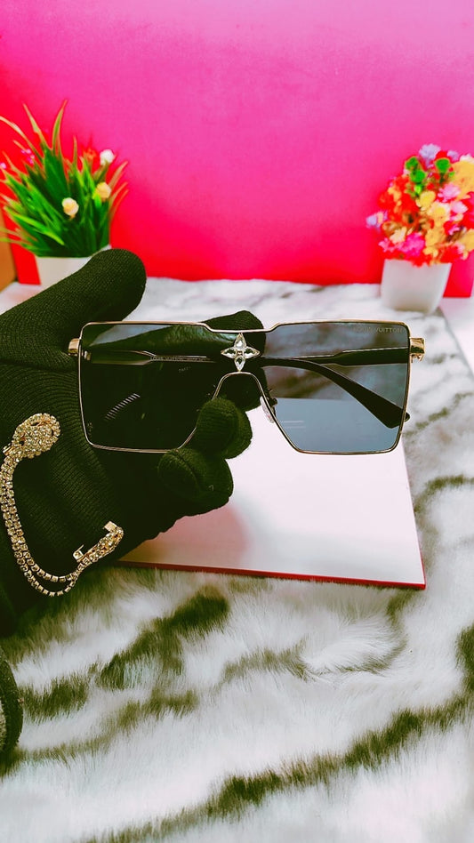 UOL Silver Frame Black Shades Unisex Sunglasses 2A621 56 15-139