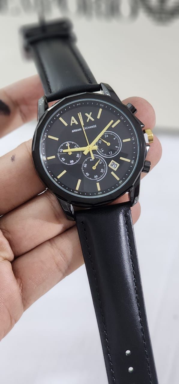 Mra Black Leather Strap Black Dial Men Watch 901747