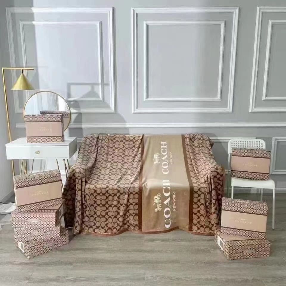 Aoc Brown Colour White Print Ac Blanket 991012