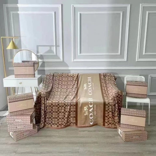 Aoc Brown Colour White Print Ac Blanket 991012