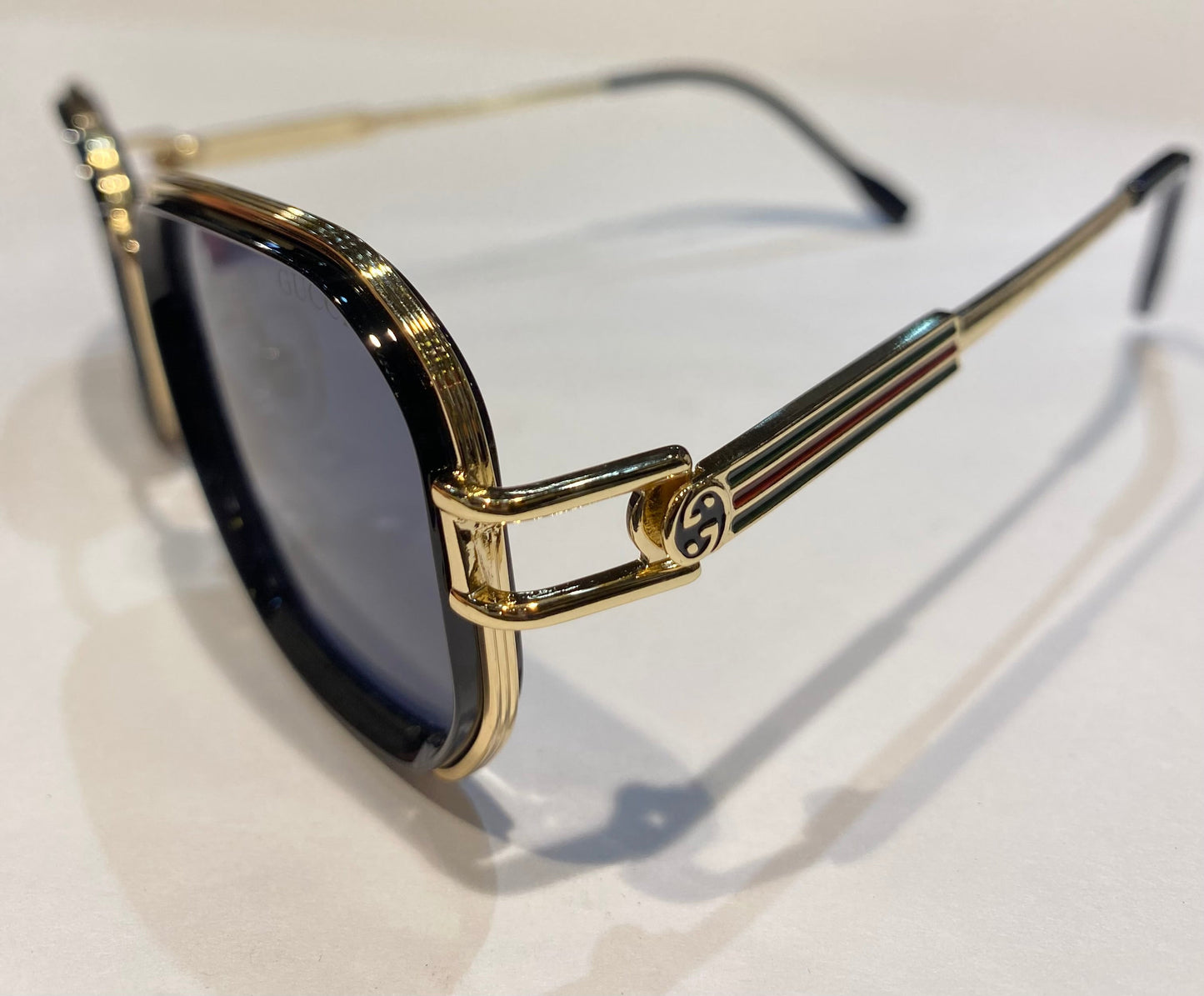 CUG Black Golden Frame Black Shade Sunglass GG0212/S 45 14-138