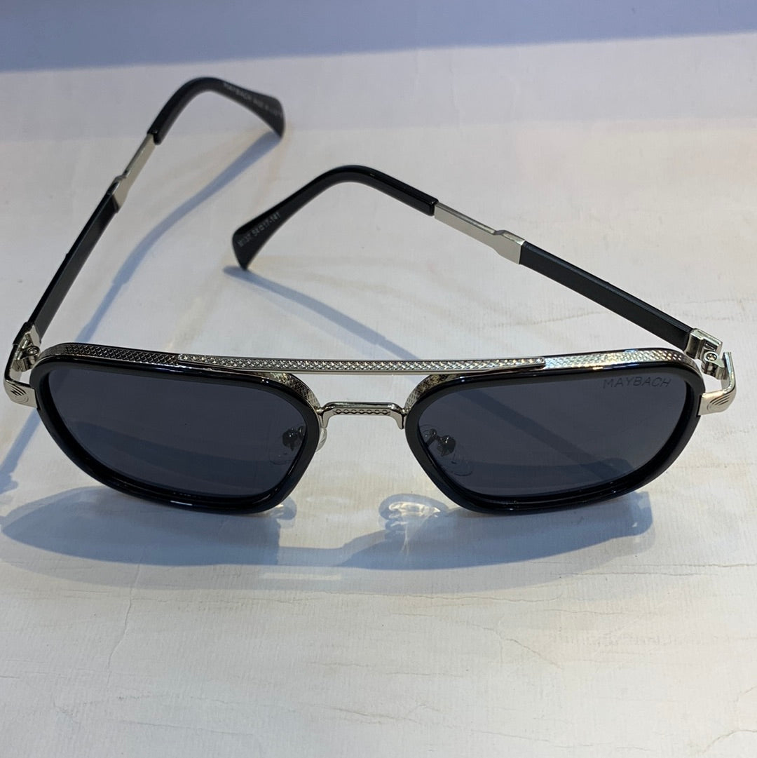 YAM Black Silver Frame Black Shade Sunglass M137 54 17-141