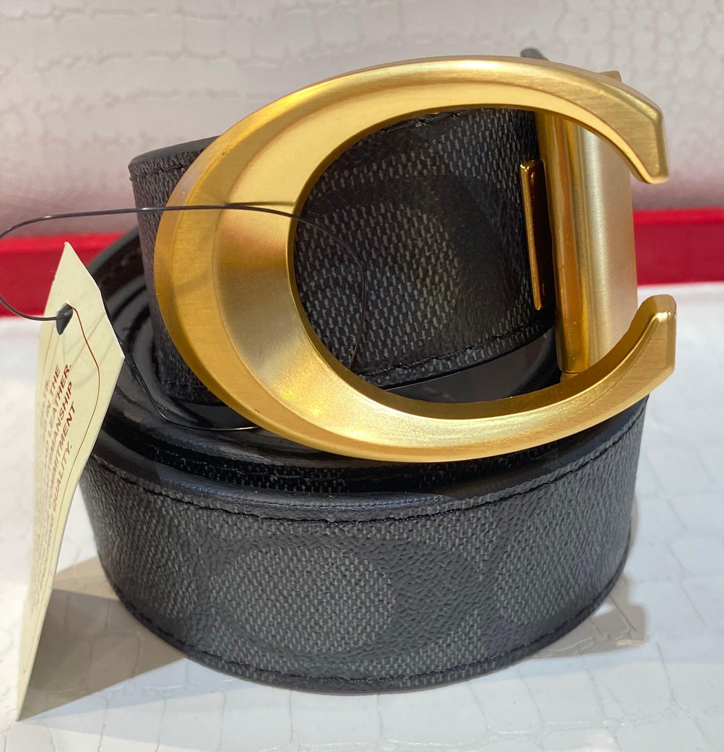 AOC Gold Buckle Black Grey Belt 987538